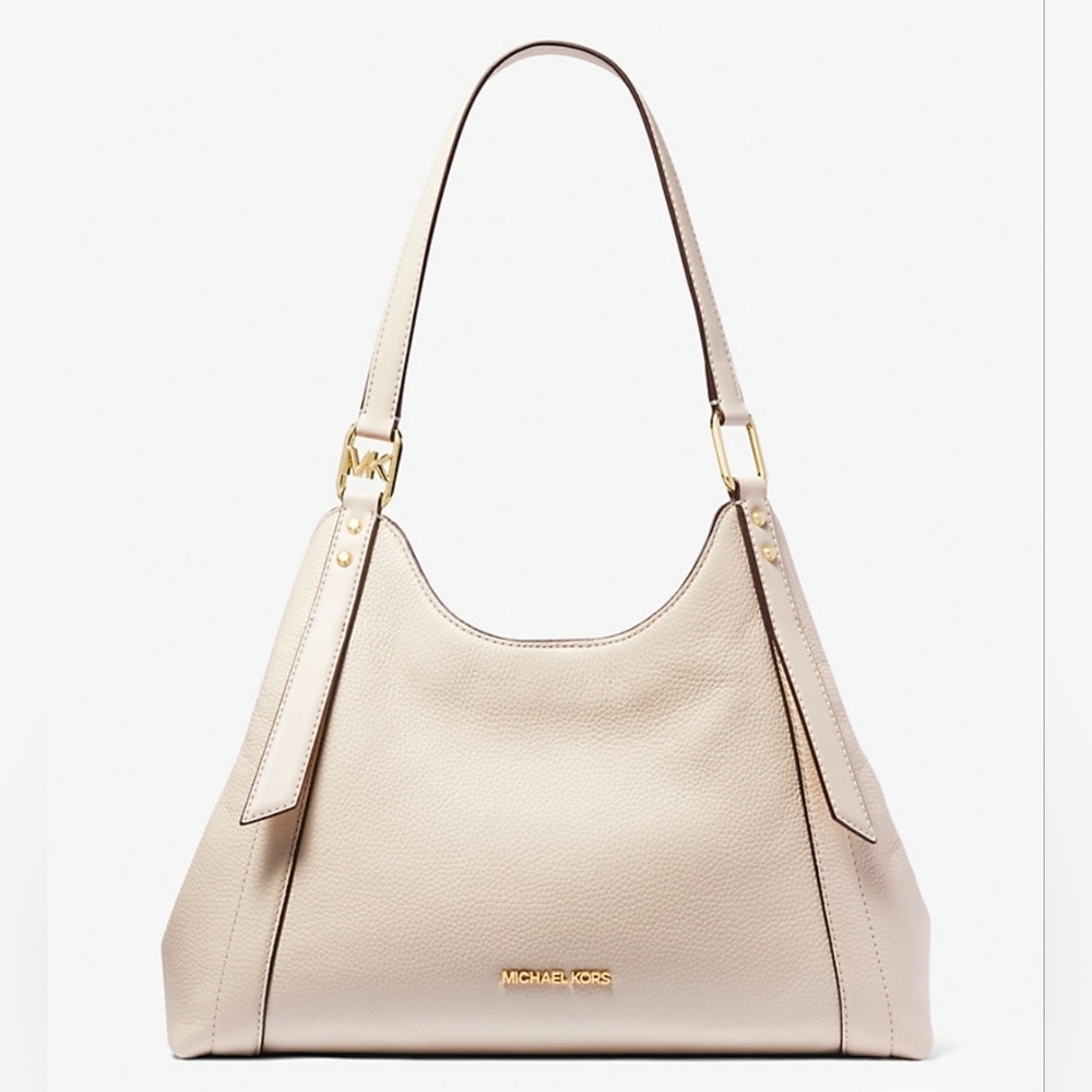 White Michael Kors Leather Large Arlo Bag